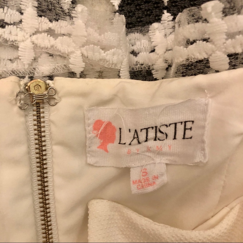 L’ATISE WHITE STRAPLESS DRESS WITH HEM DETAIL - Picture 2 of 8